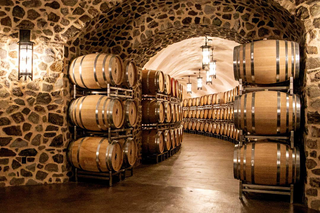 Lecel Cellars with wine barrels